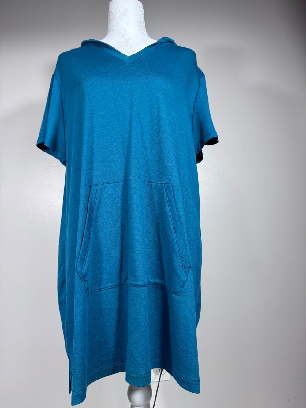 Ideology Teal Hooded Short-Sleeve Tunic